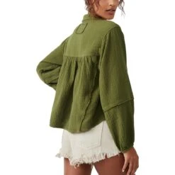 FREE PEOPLE Yucca Double Cloth Long-Sleeve Shirt - Women's -Everlaces Cloth Shop AVOTRE D3