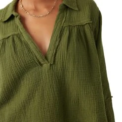 FREE PEOPLE Yucca Double Cloth Long-Sleeve Shirt - Women's -Everlaces Cloth Shop AVOTRE D8