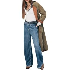 FREE PEOPLE Old West Slouchy Denim Pant - Women's -Everlaces Cloth Shop CANBLU D5