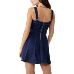 FREE PEOPLE Margot Denim Mini Dress - Women's -Everlaces Cloth Shop DARIND D3