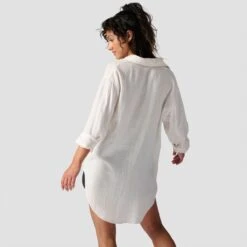 Long Cotton Gauze Long-Sleeve Button-Down - Women's 10 Long Cotton Gauze Long-Sleeve Button-Down - Women's -Everlaces Cloth Shop EGR D5