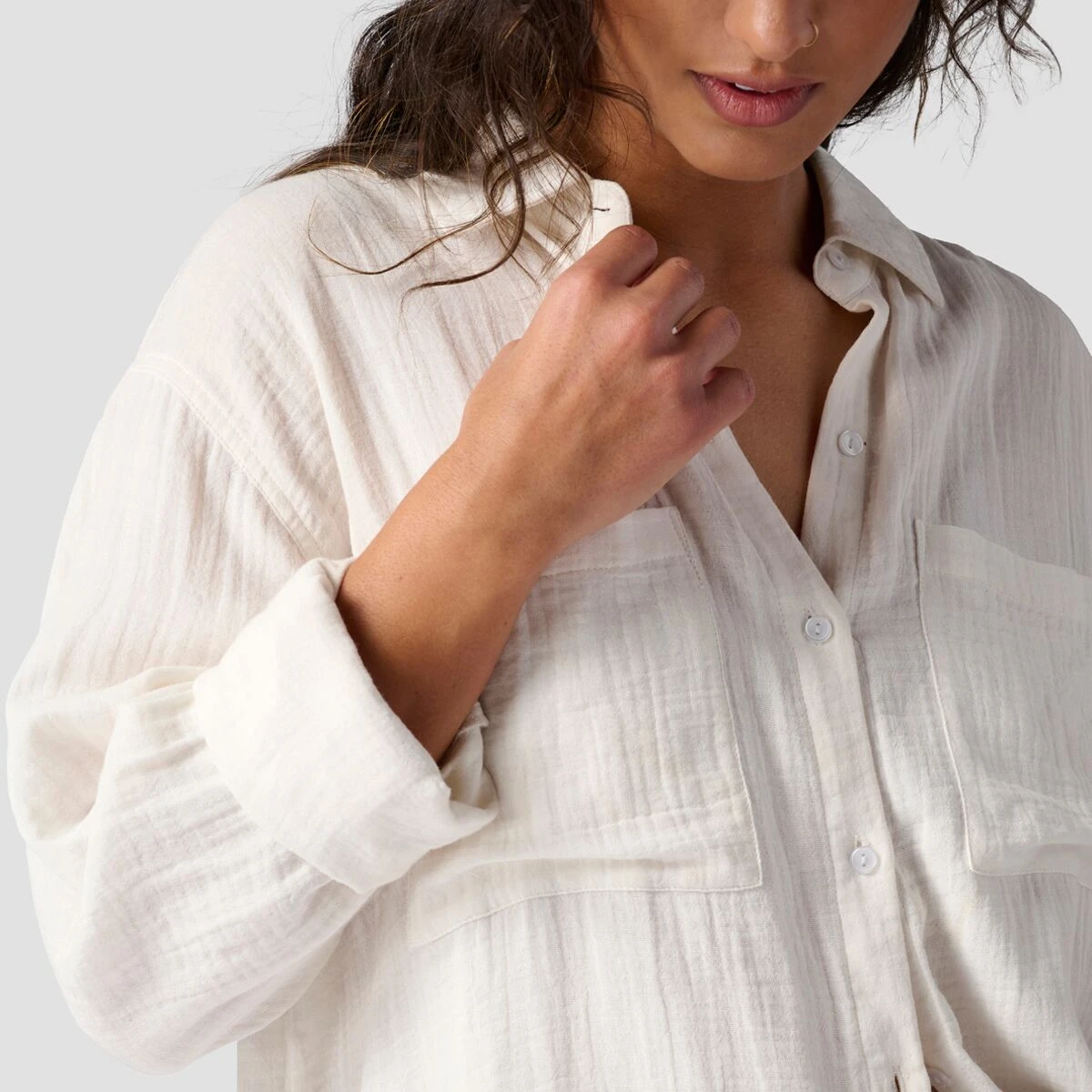 Long Cotton Gauze Long-Sleeve Button-Down - Women's 2 Long Cotton Gauze Long-Sleeve Button-Down - Women's - Image 2