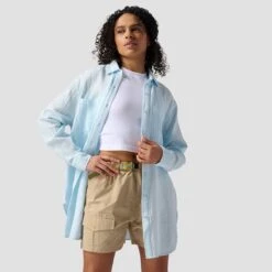 Long Cotton Gauze Long-Sleeve Button-Down - Women's 13 Long Cotton Gauze Long-Sleeve Button-Down - Women's -Everlaces Cloth Shop NANBRE