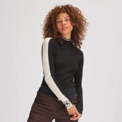 Rib Turtleneck Stripe Sweater - Women's -Everlaces Cloth Shop NEUCOM