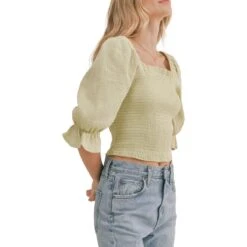 By The Shore Smocked Crop Top - Women's -Everlaces Cloth Shop SAG D4 1