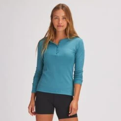 Waffle Henley Long-Sleeve Top - Women's -Everlaces Cloth Shop STOBLU