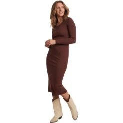 Marine Layer Lexi Rib Long-Sleeve Midi Dress - Women's -Everlaces Cloth Shop TBD D2
