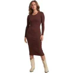 Marine Layer Lexi Rib Long-Sleeve Midi Dress - Women's -Everlaces Cloth Shop TBD D4