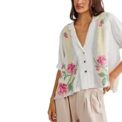 FREE PEOPLE Big Blooms Shirt - Women's -Everlaces Cloth Shop WHICOM 1