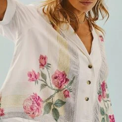 FREE PEOPLE Big Blooms Shirt - Women's -Everlaces Cloth Shop WHICOM D4