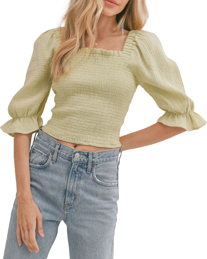 Everlaces Cloth Shop -Everlaces Cloth Shop sadie sage by the shore smocked crop top womens